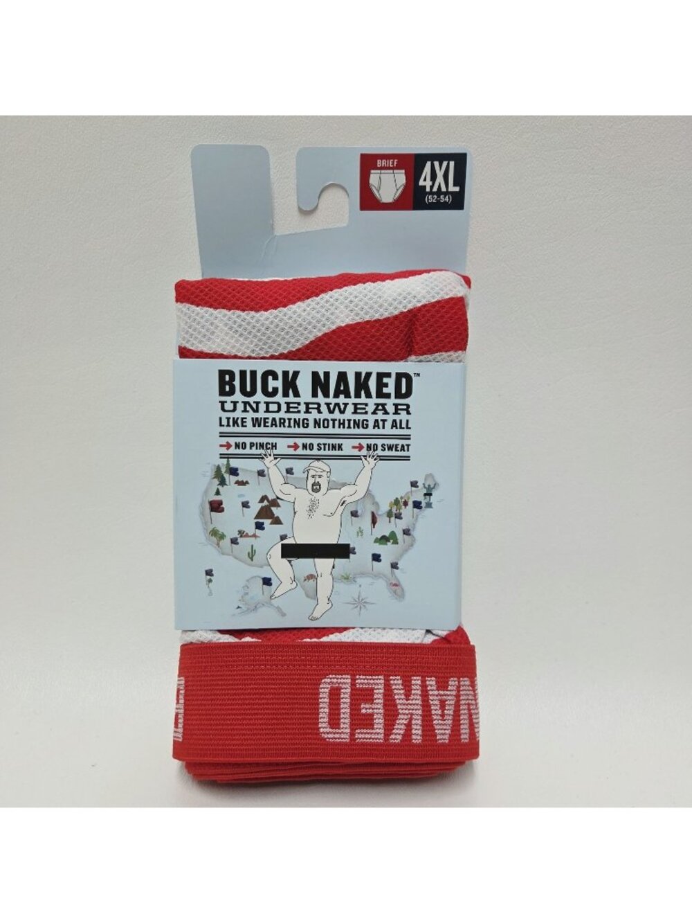 Duluth Trading Co Underwear Men's 4XL Buck Naked Pattern Brief USA FLAG